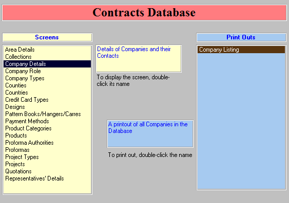 Access database for contracts management