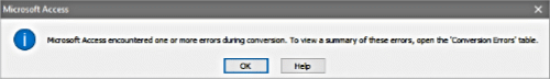Access database conversion errors