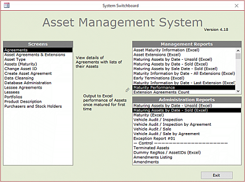 Access database Asset Management System
