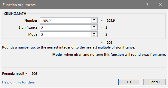 Excel CEILING.MATH function