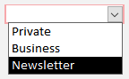 Microsoft Access combo box