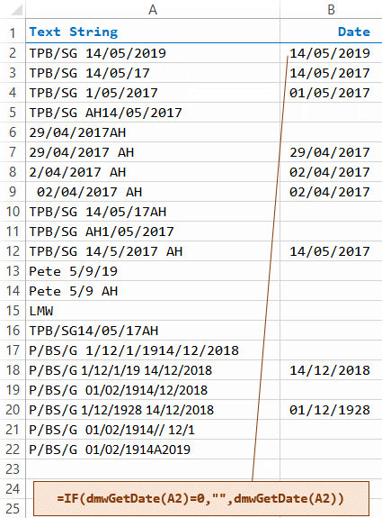 Application of dmwGetDate() formula