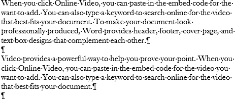 Empty paragraphs to create space in Word document