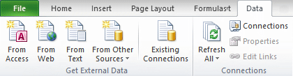 Access database ribbon Data group