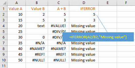 Excel error warnings