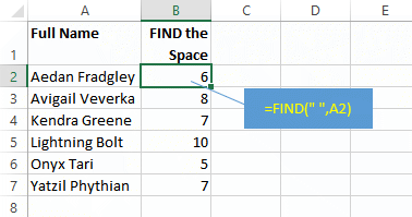 Excel FIND formula