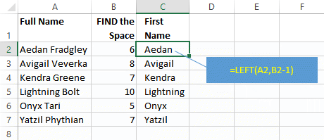 Excel LEFT formula