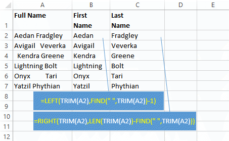 Excel TRIM function