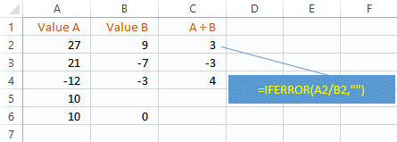 Use of Excel IFERROR function