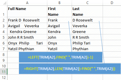 Separating list into first and last names