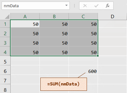 Excel formula using range name