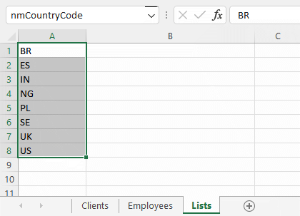 Excel range naming