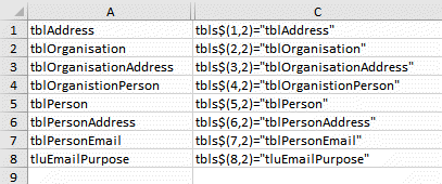 Create second dimension of array in Excel