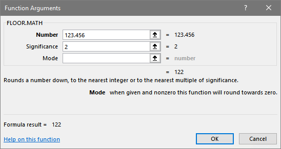 Excel FLOOR.MATH function