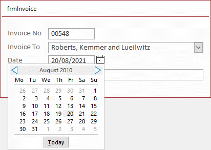 Access Date Picker