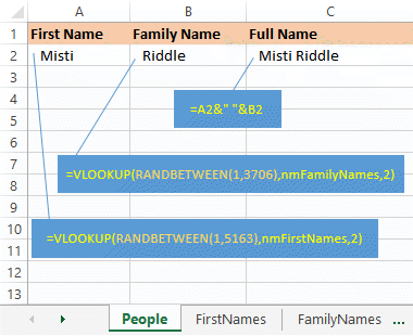 Excel formulas for creating people's names
