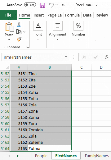 Applying a name to cell range in Excel