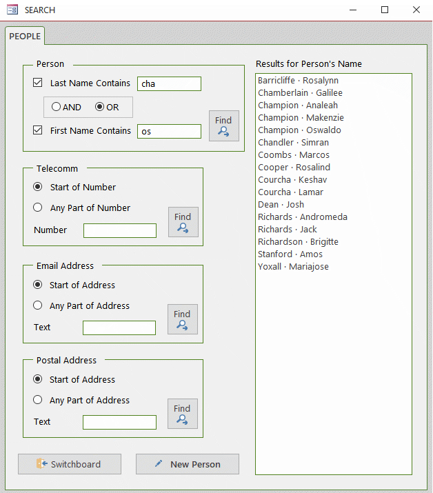 Custom Access database search form