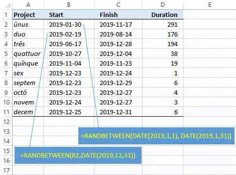 Random date sequence in Excel