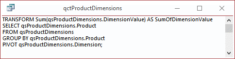 Crosstab query SQL for dimensions of products