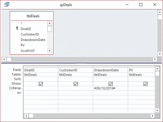 Access select query criterion design