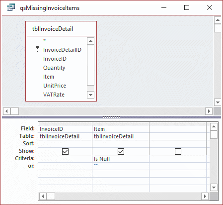 Access database query for missing data