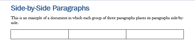 Setting a table in WOrd