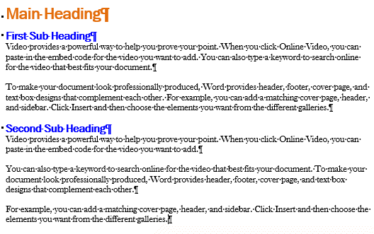 word document headings and subheadings word document headings and subheadings
